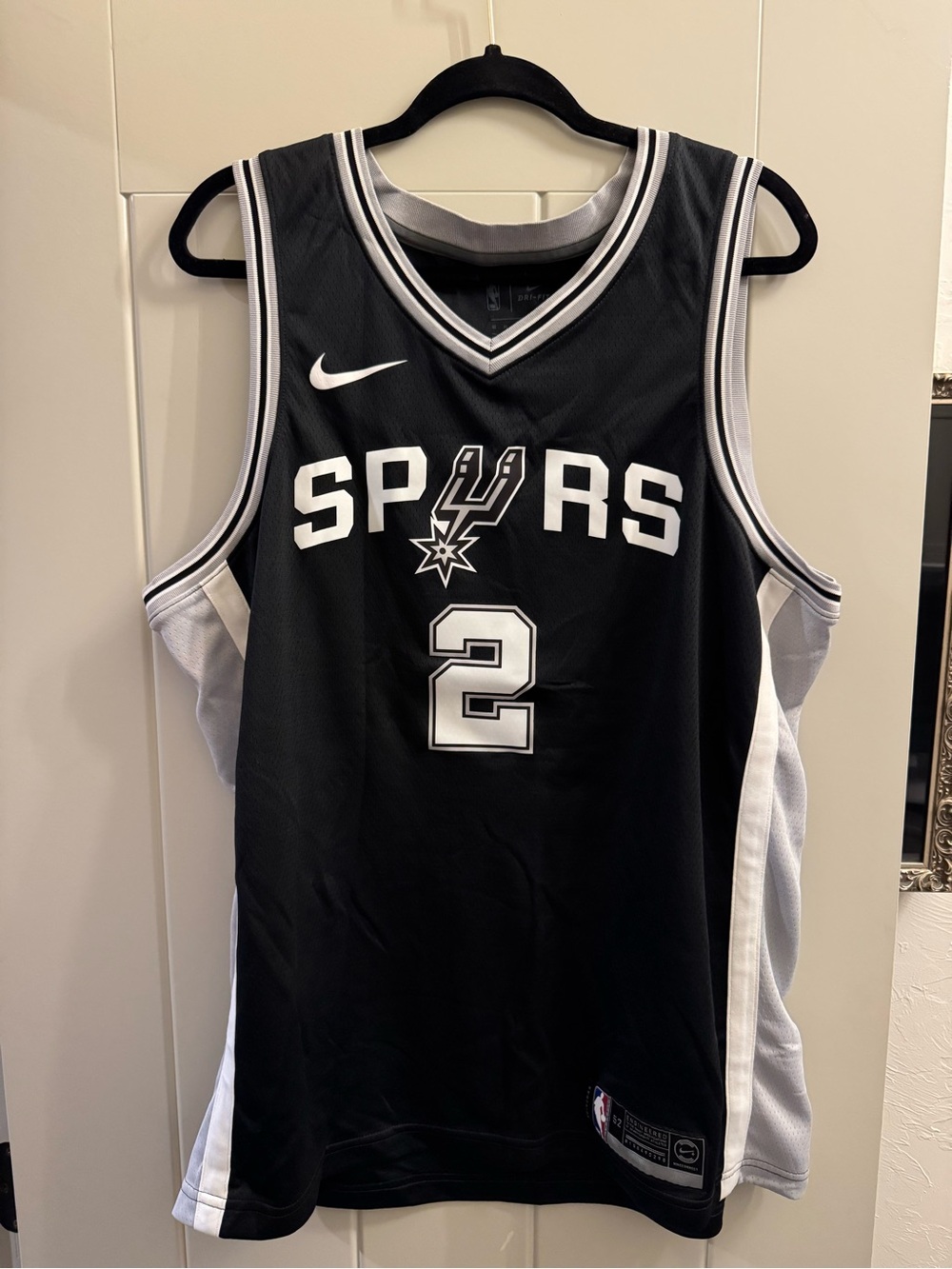 Kawai Leonard Nike Black and White San Antonio Spurs #2 Jersey